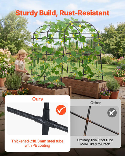 Cucumber Trellis, U-Shape Garden Trellises for Raised Bed, Metal Arch Plant Support for Vine, Climbing Plants Outdoor, Peas, Beans, Zucchini, Tomato, Squash, Flower (1800 x 1120 x 2108 mm)