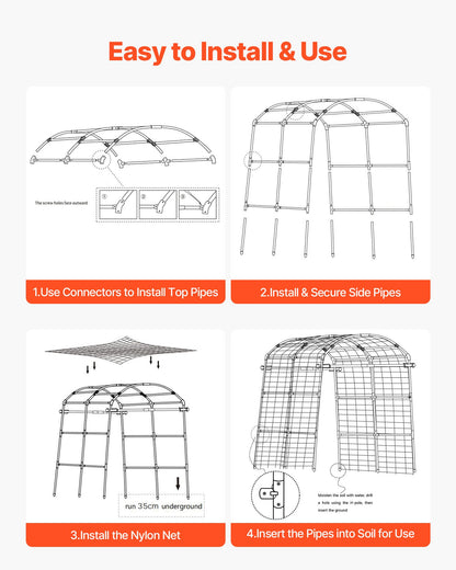 Cucumber Trellis, U-Shape Garden Trellises for Raised Bed, Metal Arch Plant Support for Vine, Climbing Plants Outdoor, Peas, Beans, Zucchini, Tomato, Squash, Flower (1800 x 1120 x 2108 mm)
