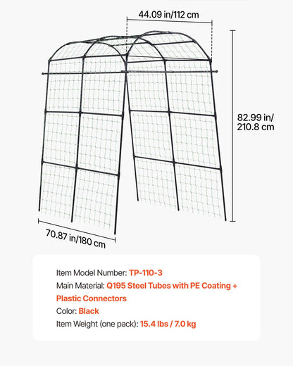 Cucumber Trellis, U-Shape Garden Trellises for Raised Bed, Metal Arch Plant Support for Vine, Climbing Plants Outdoor, Peas, Beans, Zucchini, Tomato, Squash, Flower (1800 x 1120 x 2108 mm)