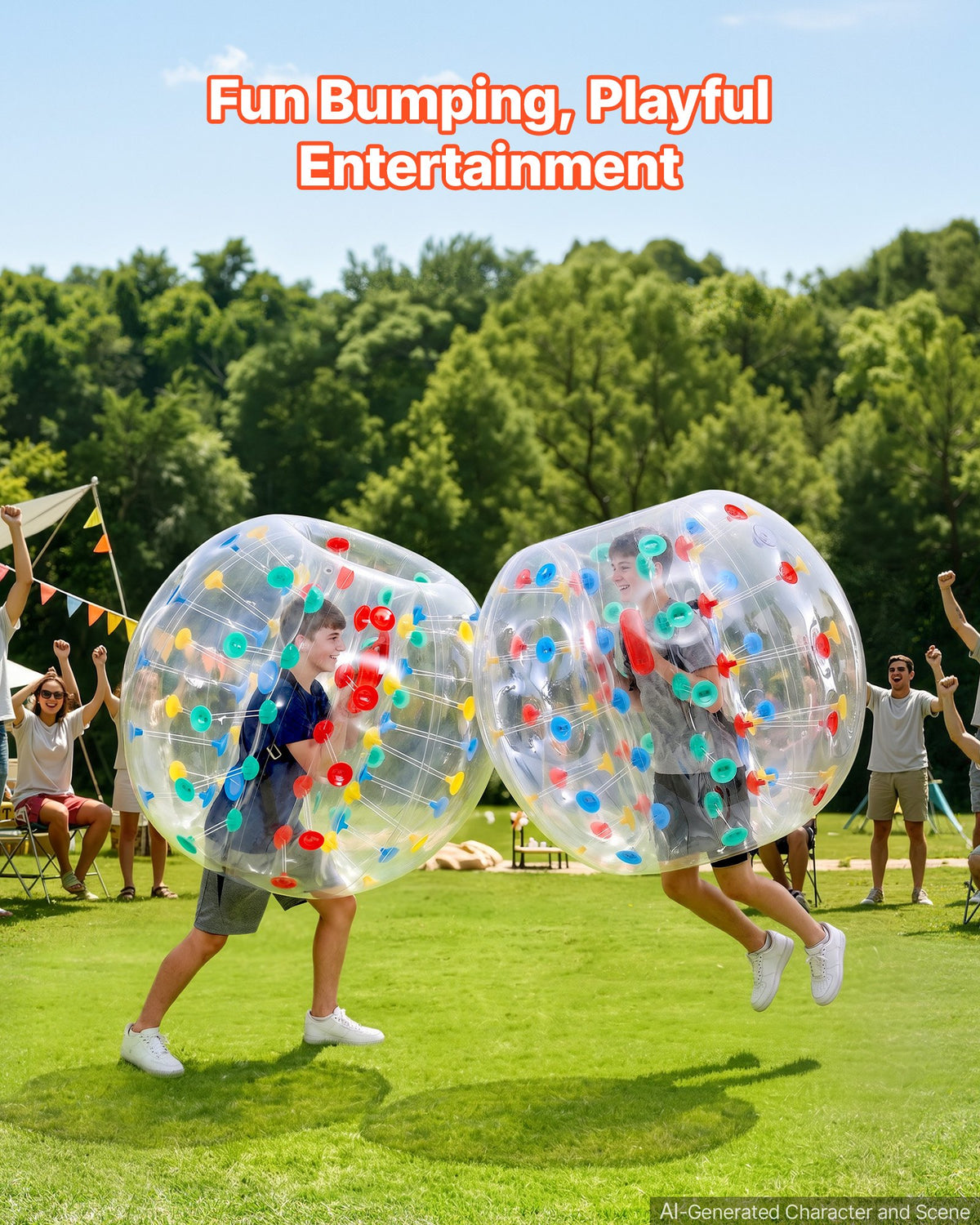 2-Pack Inflatable Bumper Balls 4FT Human Bubble for Teens Transparent, for Backyard, Camping, Picnic, Park, Lawn, and Outdoor Team Gameplay, Thickened PVC Material, Sumo Hamster Ball with Handle