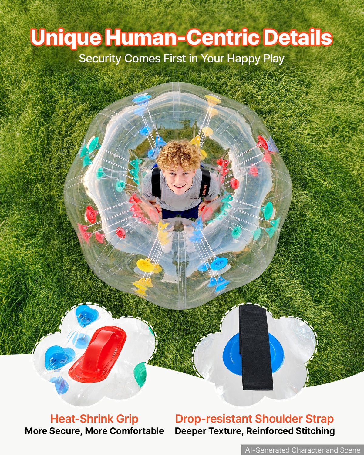 2-Pack Inflatable Bumper Balls 4FT Human Bubble for Teens Transparent, for Backyard, Camping, Picnic, Park, Lawn, and Outdoor Team Gameplay, Thickened PVC Material, Sumo Hamster Ball with Handle
