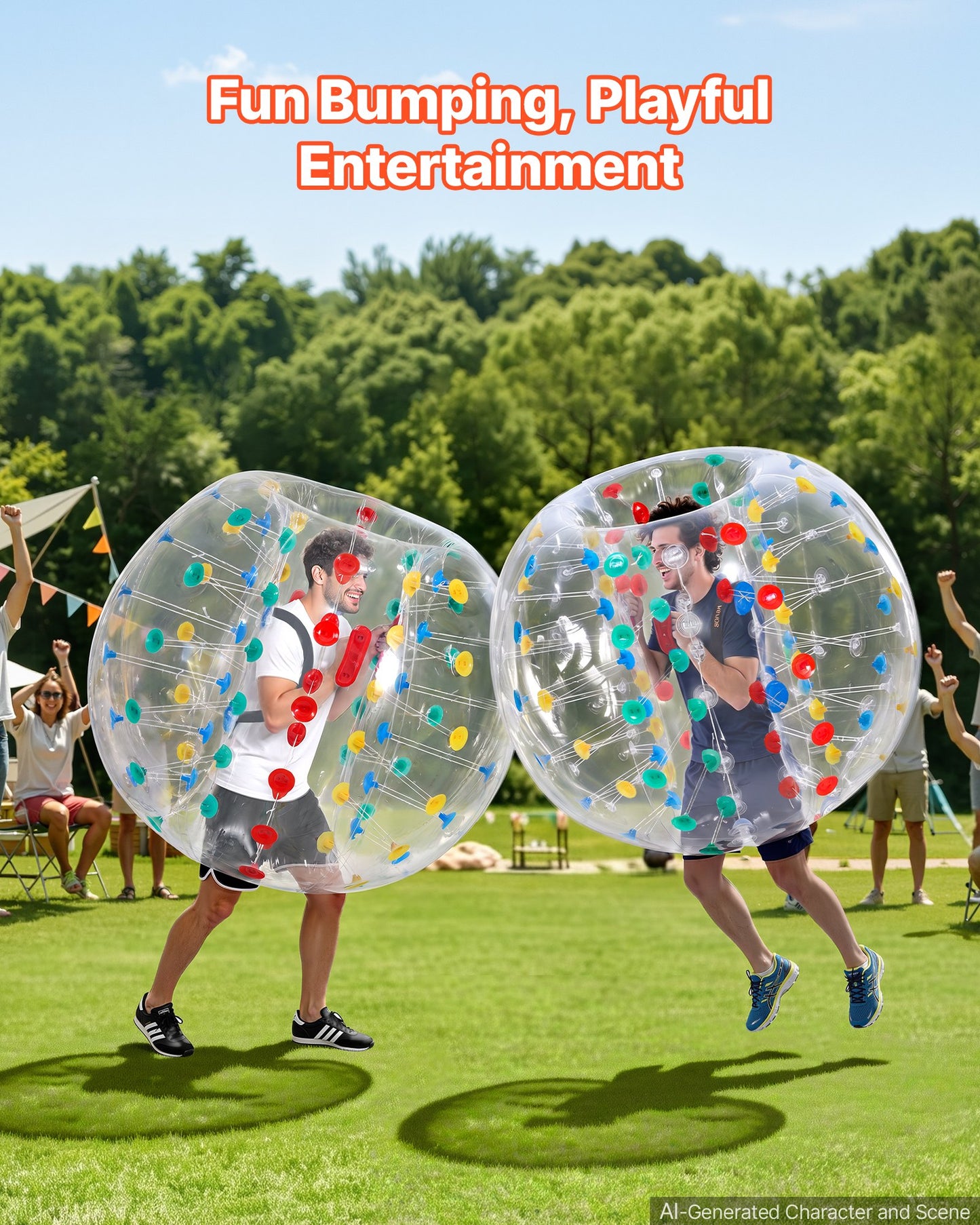 2-Pack Inflatable Bumper Balls 5FT Human Bubble for Adult Transparent, for Backyard, Camping, Picnic, Park, Lawn, and Outdoor Team Gameplay, Thickened PVC Material, Sumo Hamster Ball with Handle