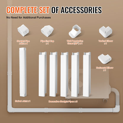 Mini Split Line Set Cover, 76mm W x 3.11m L, PVC Decorative Pipe for AC Units