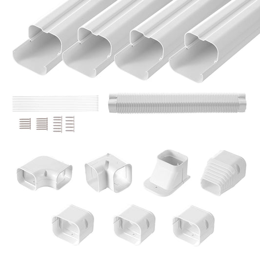 VEVOR Mini Split Line Set Cover 76.2mm W 4830mm L, PVC Decorative Pipe Line Cover