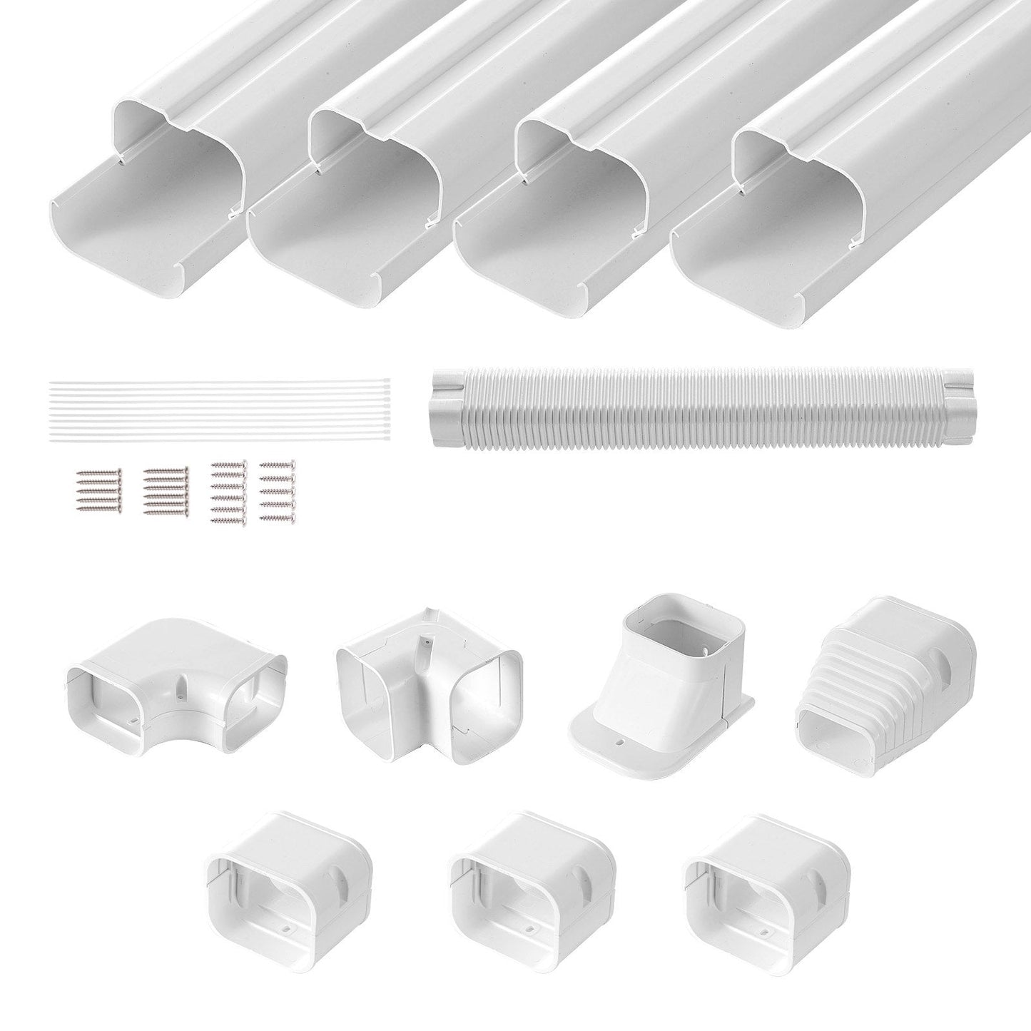 Mini Split Line Set Cover, 4.83m Long, PVC Decorative Pipe for AC Units, White