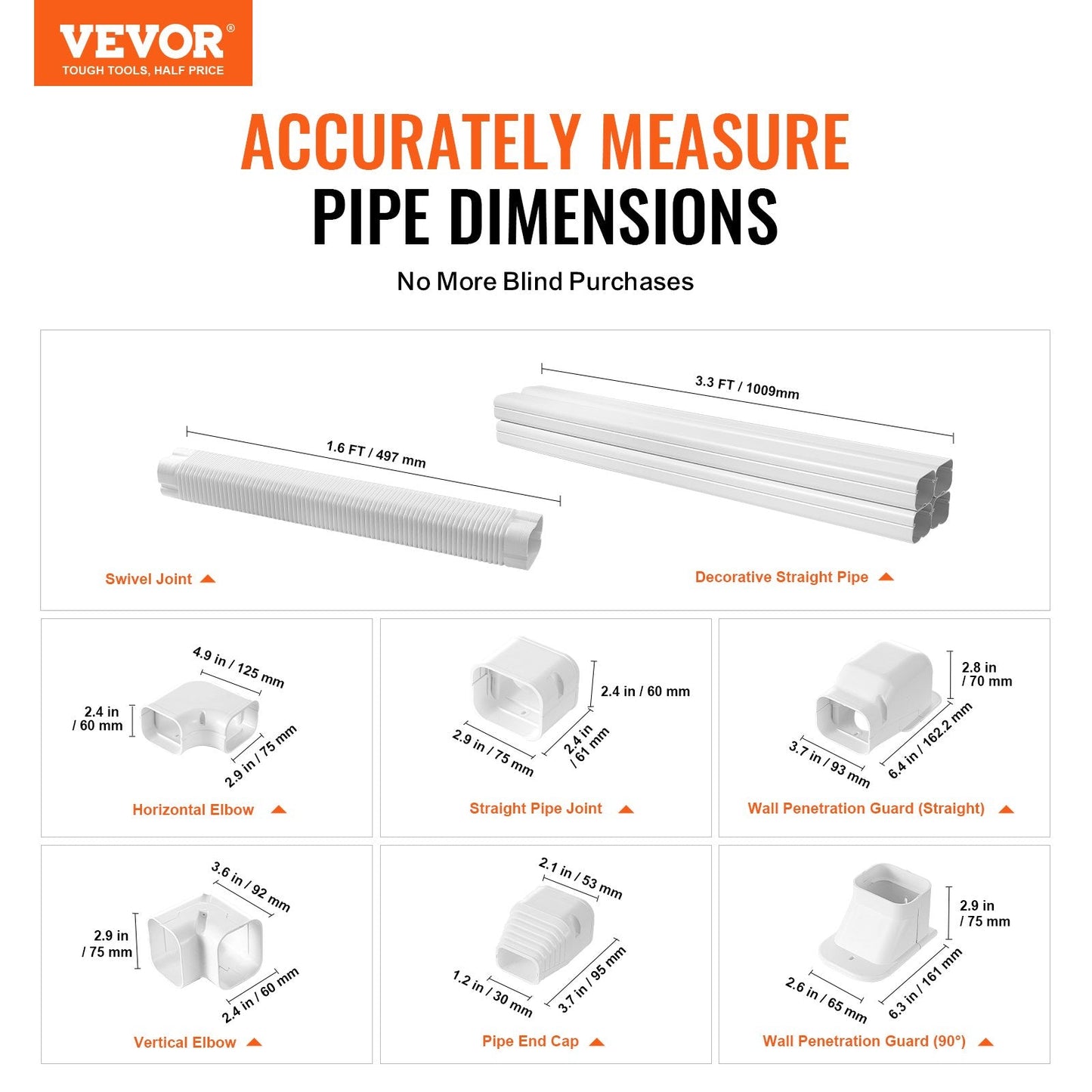 Decorative PVC Line Set Cover for Mini Split Air Conditioner, 5.35m Length