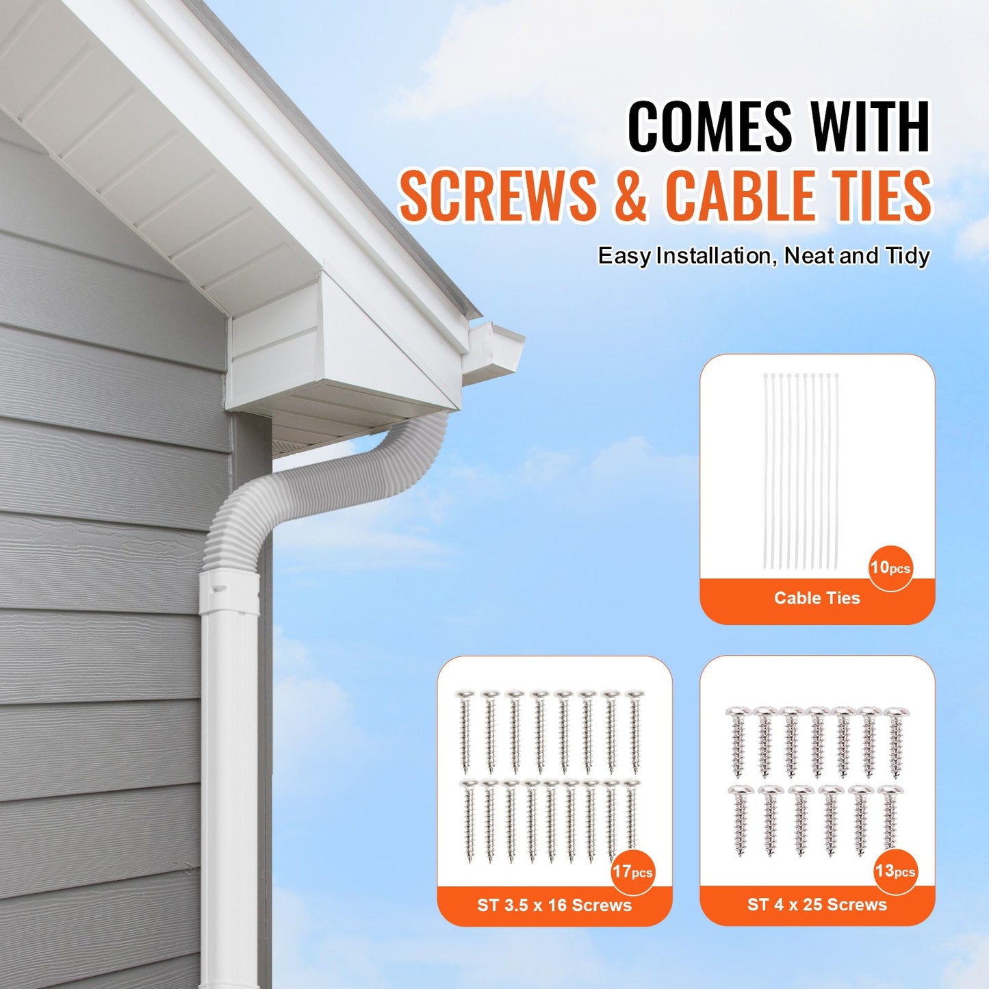 VEVOR Mini Split Line Set Cover 76.2mm W 5350mm L, PVC Decorative Pipe Line Cover