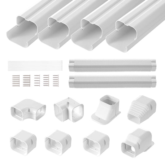 VEVOR Mini Split Line Set Cover 76.2mm W 5350mm L, PVC Decorative Pipe Line Cover