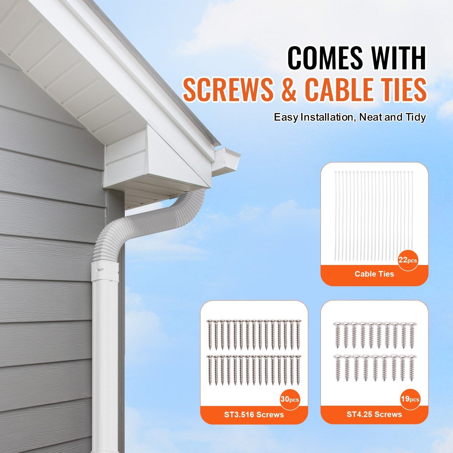 Mini Split Line Set Cover, 76mm W x 5.4m L, PVC Decorative Pipe Cover, White