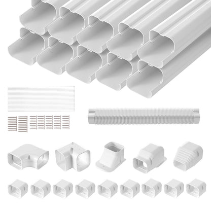 Mini Split Line Set Cover, 76mm W x 5.4m L, PVC Decorative Pipe Cover, White