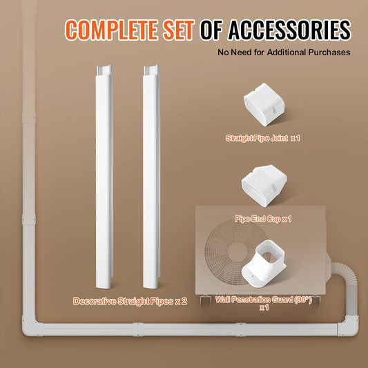 PVC Decorative Line Set Cover for Mini Split AC, 2.27m Long, Easy to Install