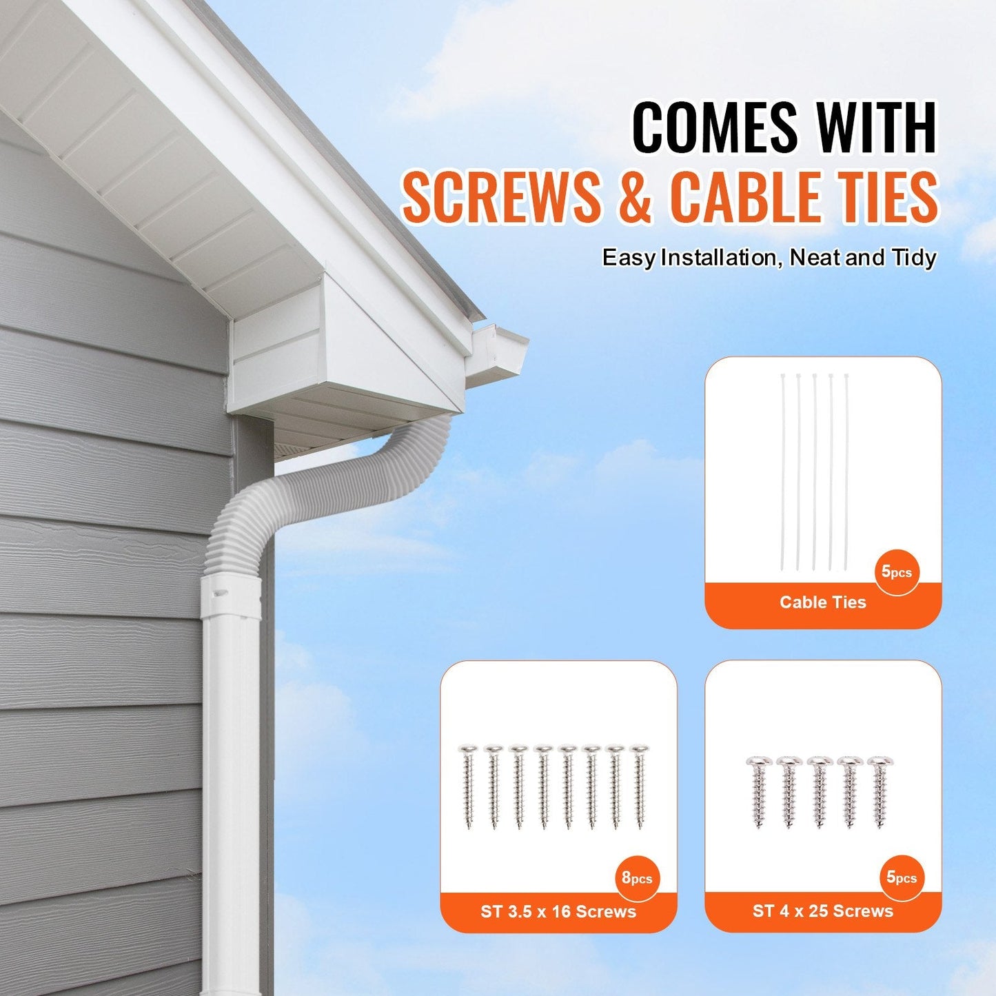 PVC Decorative Line Set Cover for Mini Split AC, 2.27m Long, Easy to Install