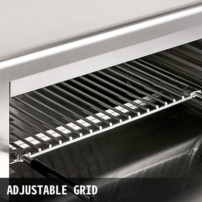 Electric Wall-Mounted Salamander Grill, Adjustable Grid, 2000W, Stainless Steel