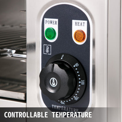 Electric Wall-Mounted Salamander Grill, Adjustable Grid, 2000W, Stainless Steel
