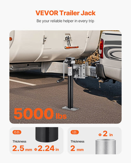 VEVOR Trailer Jack Bolt-on Trailer Tongue Jack 2267 kg Dynamic Load 365 mm Lift