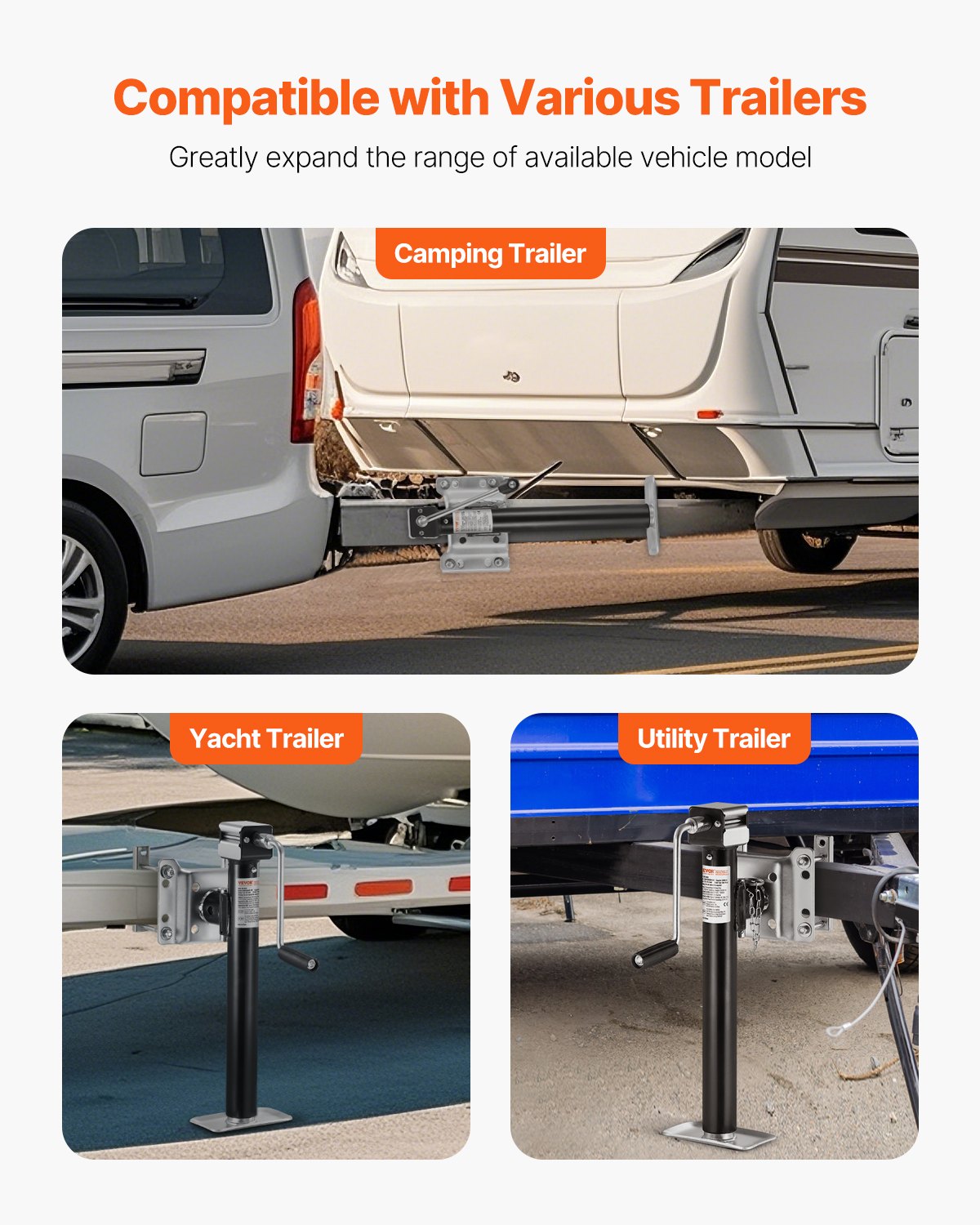 VEVOR Trailer Jack Bolt-on Trailer Tongue Jack 2267 kg Dynamic Load 365 mm Lift