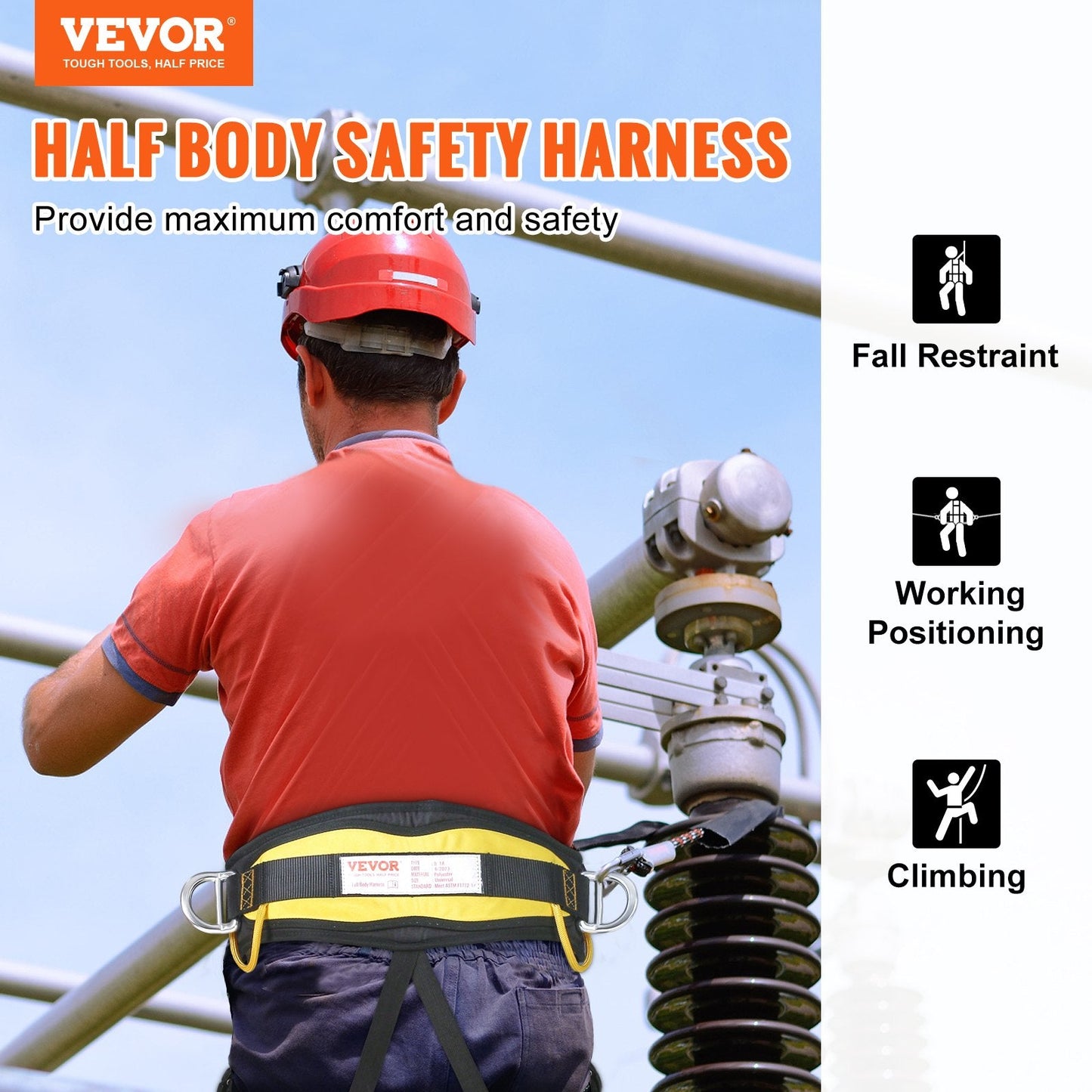 Adjustable Safety Harness for Climbing, Padded Waist & Leg, 154 kg Capacity