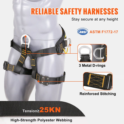 Adjustable Safety Harness for Climbing, Padded Waist & Leg, 154 kg Capacity