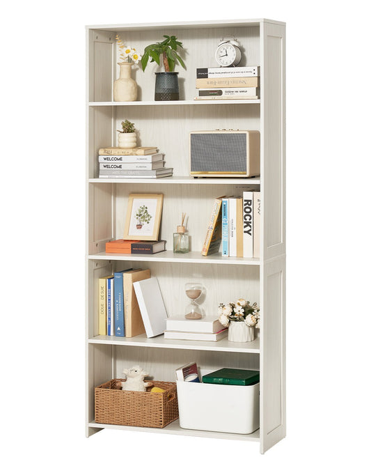 VEVOR 5-Tier Wide Bookshelf 173cm Wooden Freestanding Open Bookcase Shelf White