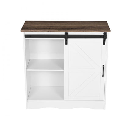 VEVOR Coffee Bar Cabinet 3-Tier Coffee Bar Table with Barn Doors Brown White
