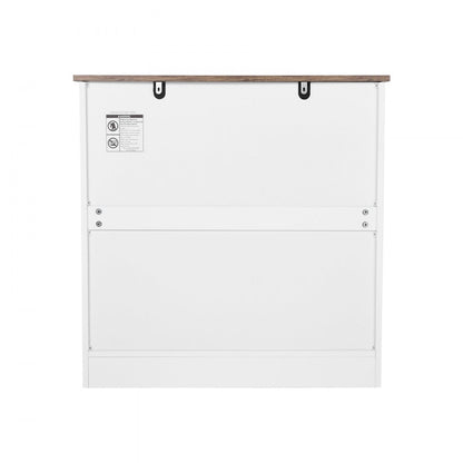 VEVOR Coffee Bar Cabinet 3-Tier Coffee Bar Table with Barn Doors Brown White