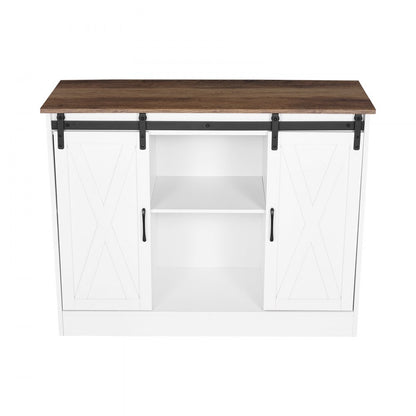 VEVOR Coffee Bar Cabinet 3-Tier Coffee Bar Table with Barn Doors for Living Room