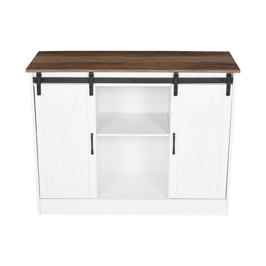 VEVOR Coffee Bar Cabinet 3-Tier Coffee Bar Table with Barn Doors for Living Room
