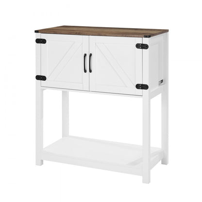 VEVOR Coffee Bar Cabinet 3-Tier Coffee Bar Table with Magnet Doors Brown White