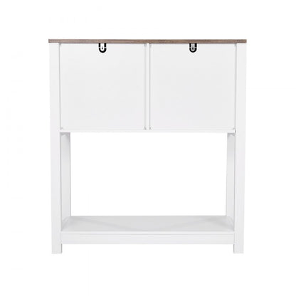 VEVOR Coffee Bar Cabinet 3-Tier Coffee Bar Table with Magnet Doors Brown White