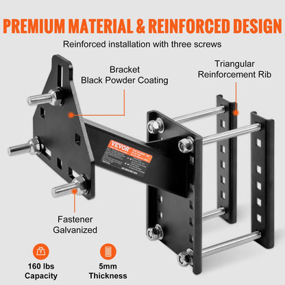 Heavy-Duty Trailer Spare Tire Mount, 72 kg Capacity, Fits Multiple Wheel Sizes