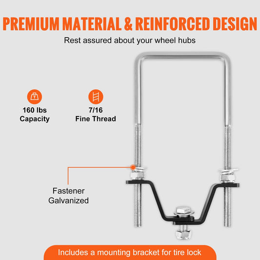 Zinc-Plated U-Bolt Spare Tire Holder with Lock for Trailer and Marine Use