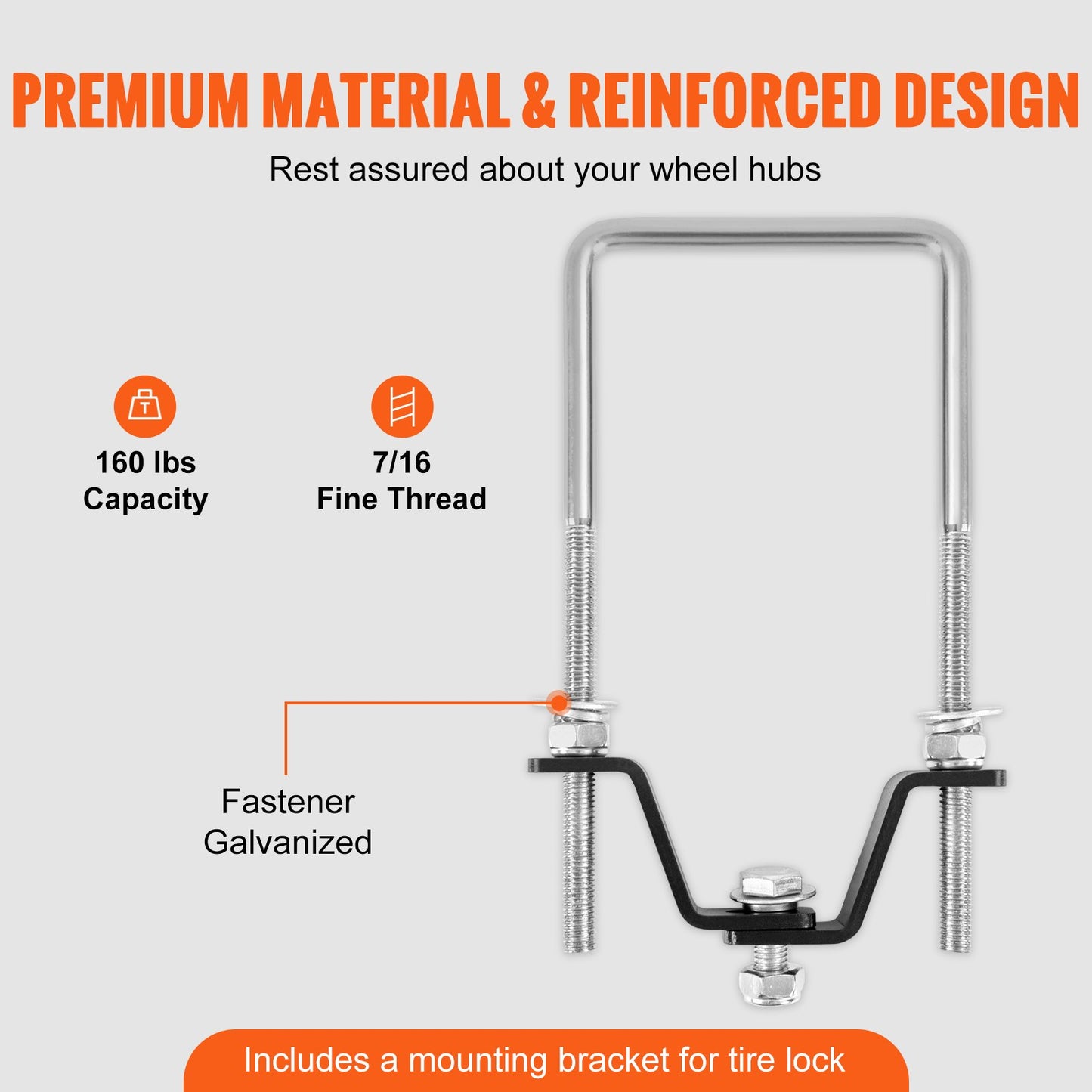 VEVOR U-Bolt Spare Tire Carrier, Zinc Plated Spare Tire Holder Bracket with Lock,