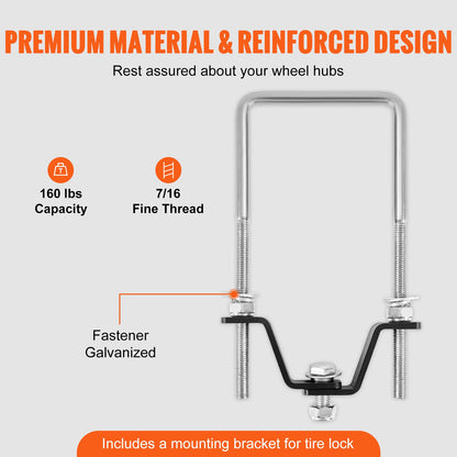 VEVOR U-Bolt Spare Tire Carrier, Zinc Plated Spare Tire Holder Bracket with Lock,