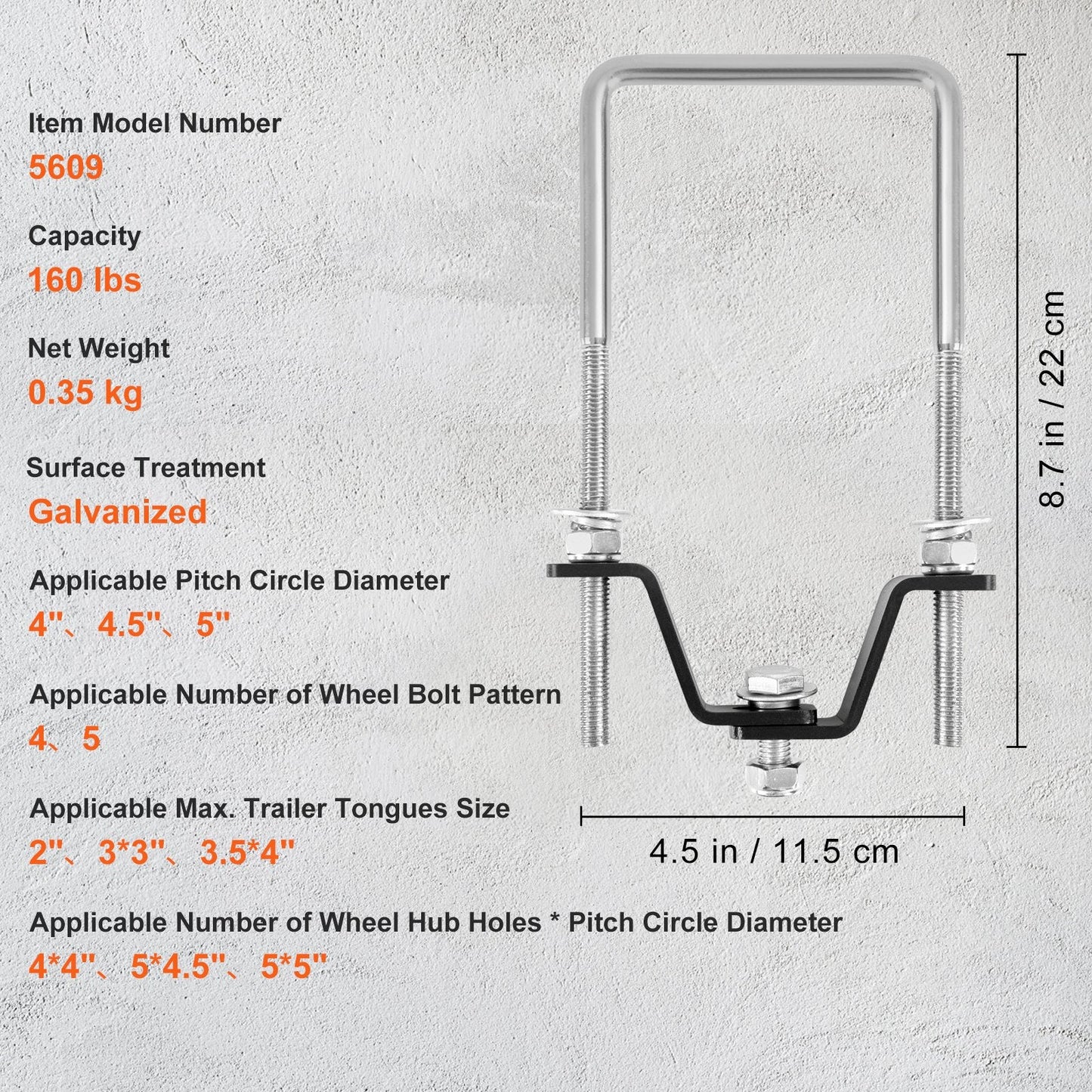 Zinc-Plated U-Bolt Spare Tire Holder with Lock for Trailer and Marine Use