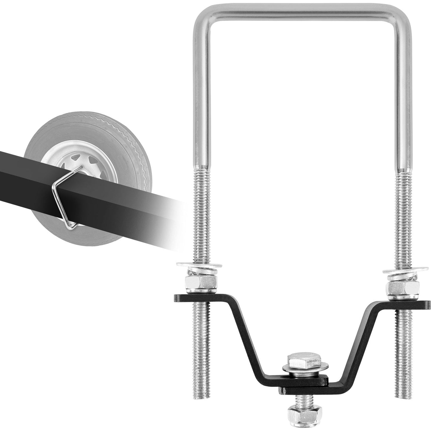 Zinc-Plated U-Bolt Spare Tire Holder with Lock for Trailer and Marine Use