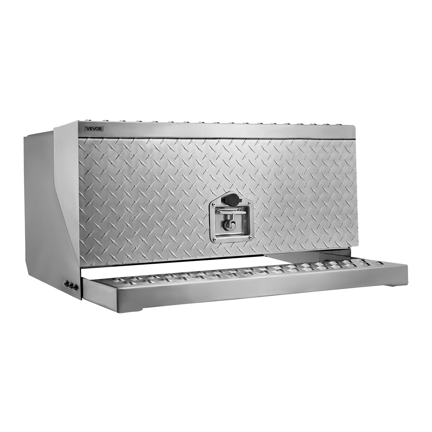 Semi-Truck Step Tool Box, 760 x 750 x 400 mm Heavy Duty Aluminum Diamond Plate Toolbox, Waterproof Cab Entry Step Storage Box with T-Handle Lock & Keys for Flatbed, Crane, and Semi Trucks