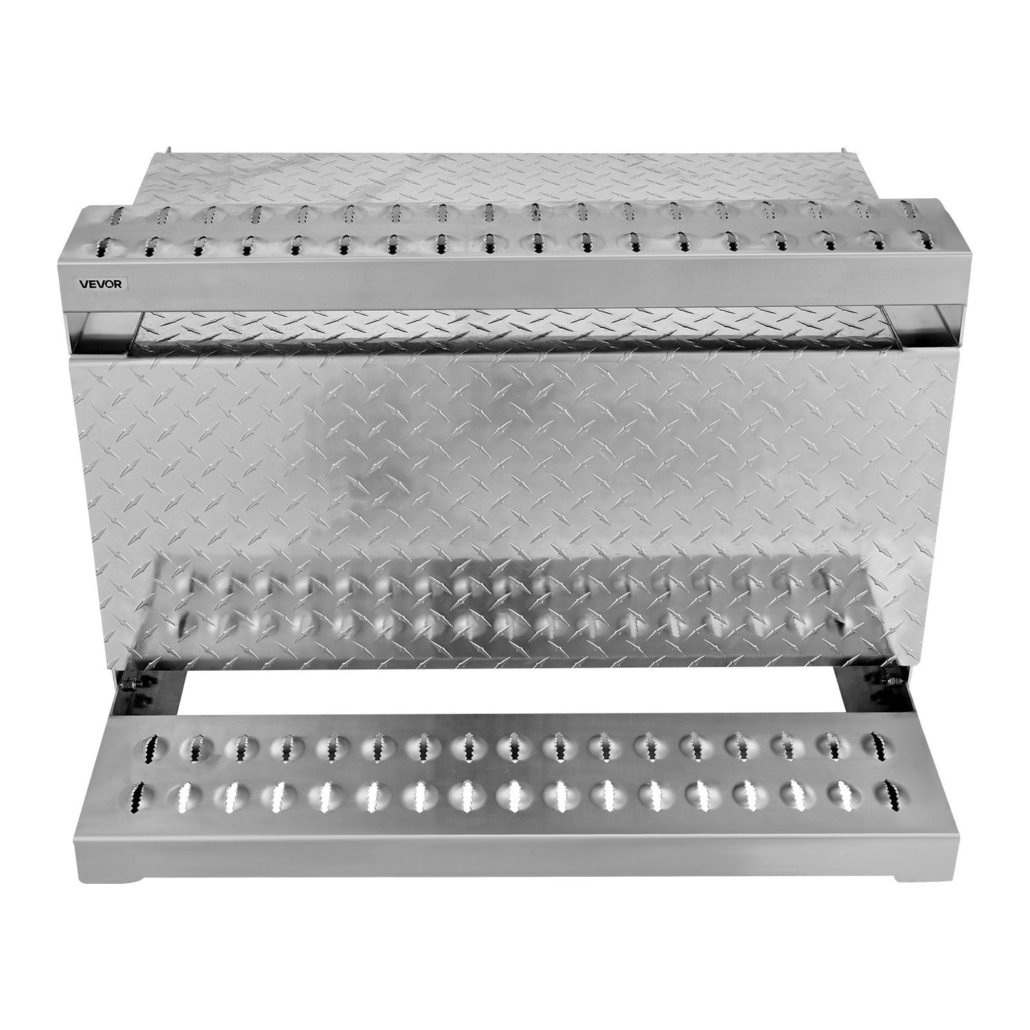 Semi-Truck Step Tool Box, 790 x 770 x 485 mm Heavy Duty Aluminum Diamond Plate Toolbox, Waterproof Cab Entry Step Storage Box with Shock-Absorbing Latch for Flatbed, Crane, and Semi Trucks