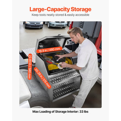 Semi-Truck Step Tool Box, 610 x 695 x 645 mm Heavy Duty Aluminum Toolbox Side Mount, Waterproof Side Storage Saddle Step Box with T-Handle Lock & Keys for Semi Trucks, Flatbed Trailers