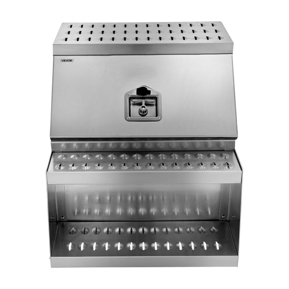 Semi-Truck Step Tool Box, 610 x 695 x 645 mm Heavy Duty Aluminum Toolbox Side Mount, Waterproof Side Storage Saddle Step Box with T-Handle Lock & Keys for Semi Trucks, Flatbed Trailers