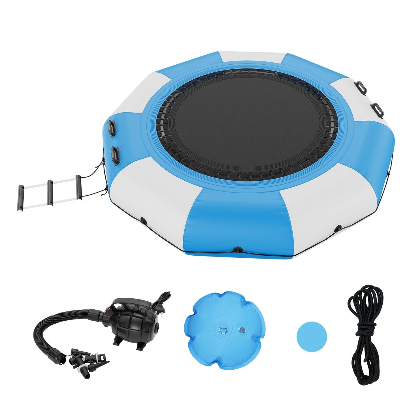 Inflatable Water Trampoline, 3.1m Bounce Platform with Ladder & Air Pump
