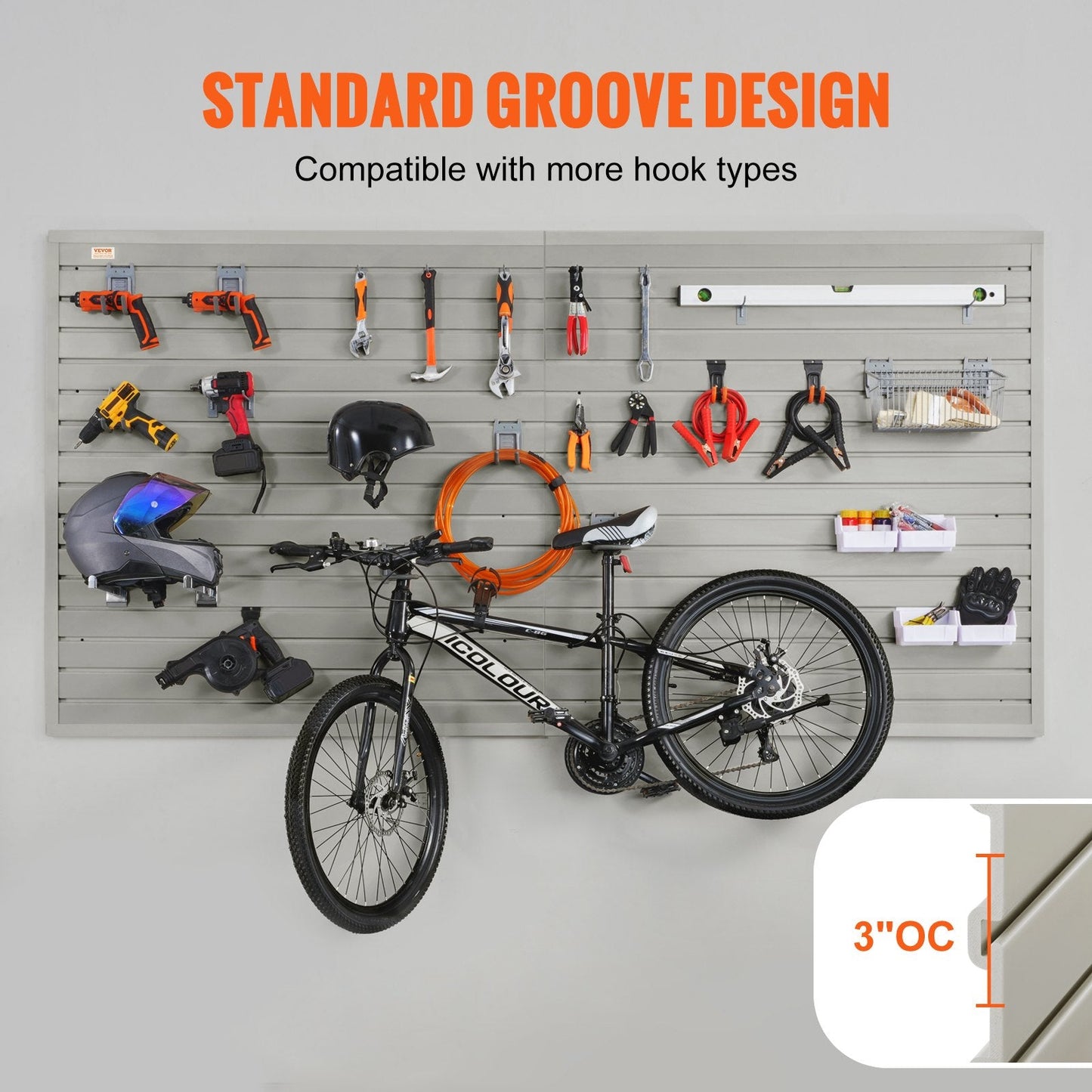 Modular Gray PVC Slatwall Panels for Garage & Retail - Set of 8, 122 x 31 cm