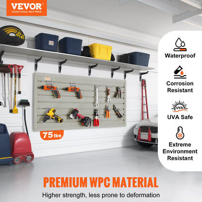 VEVOR Slatwall Panels, 121.9 x 30.48 cm Gray Garage Wall Panels (Set of 2 Panels),