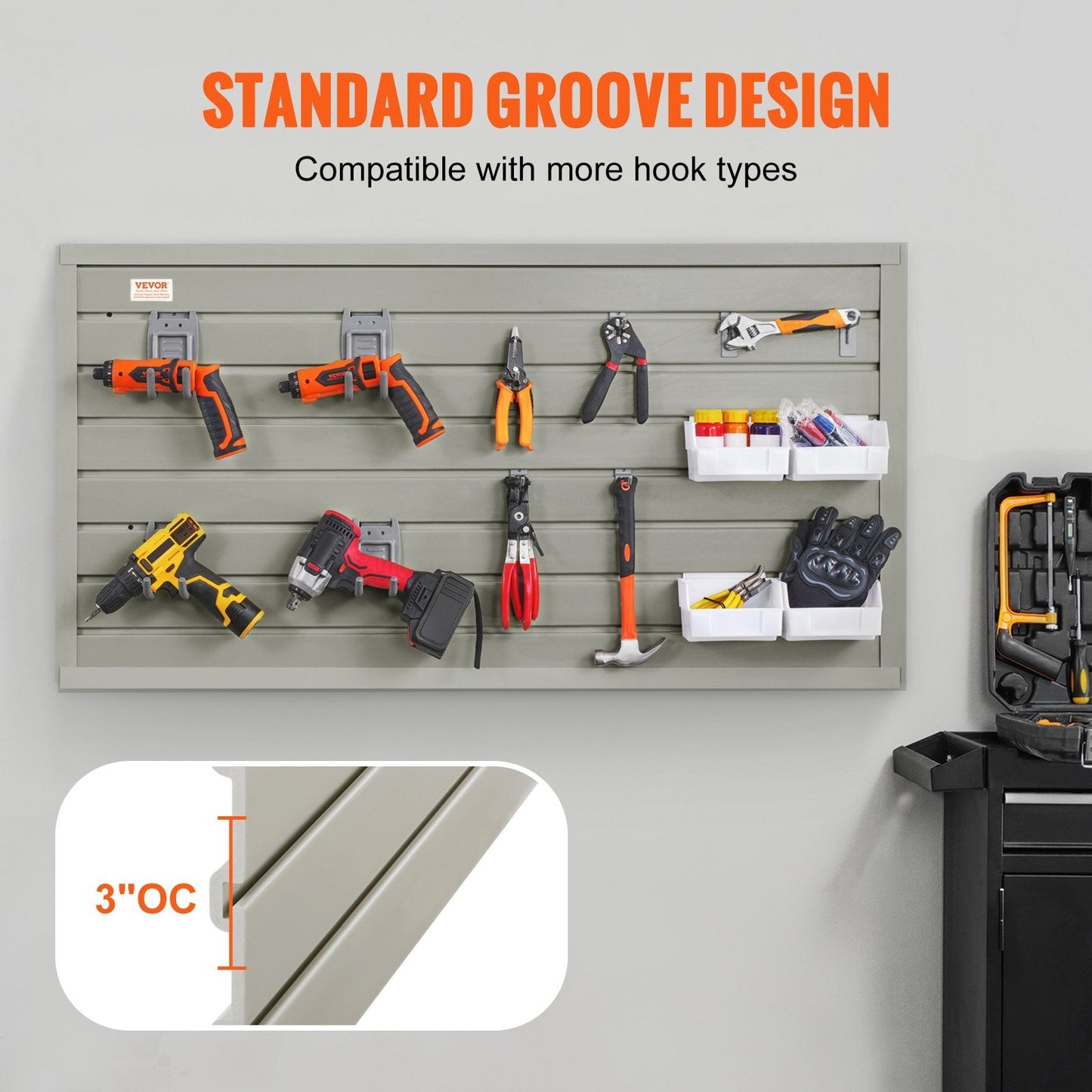 Gray Slatwall Panels for Garage and Retail - Set of 2, 122 x 31 cm