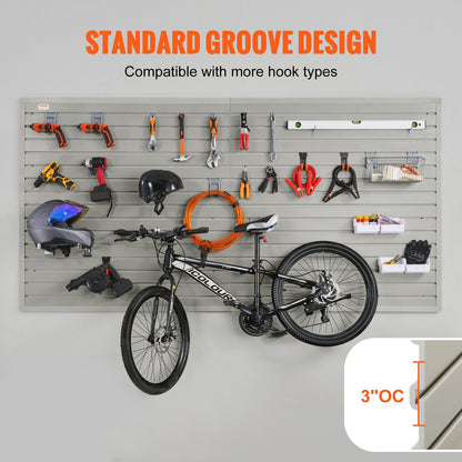 VEVOR Slatwall Panels with Hooks, 121.9 x 30.48 cm Gray Garage Wall Panels (Set