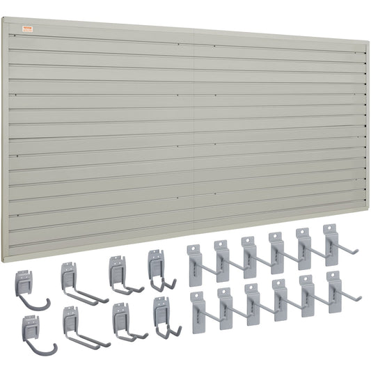 VEVOR Slatwall Panels with Hooks, 121.9 x 30.48 cm Gray Garage Wall Panels (Set