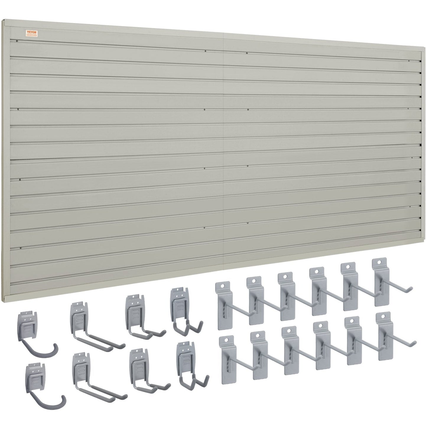 Gray Garage Slatwall Panels with Hooks, 122 x 31 cm, Heavy Duty Storage Set