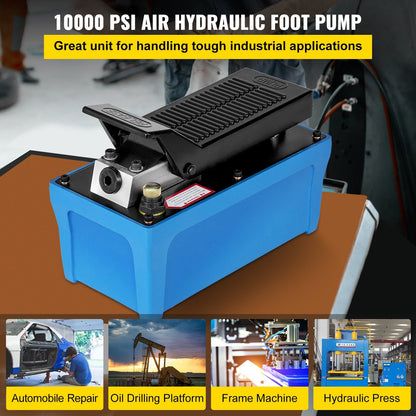 Air Hydraulic Pump with Foot Pedal, 10000 PSI, 1.6L Reservoir, 2m Hose