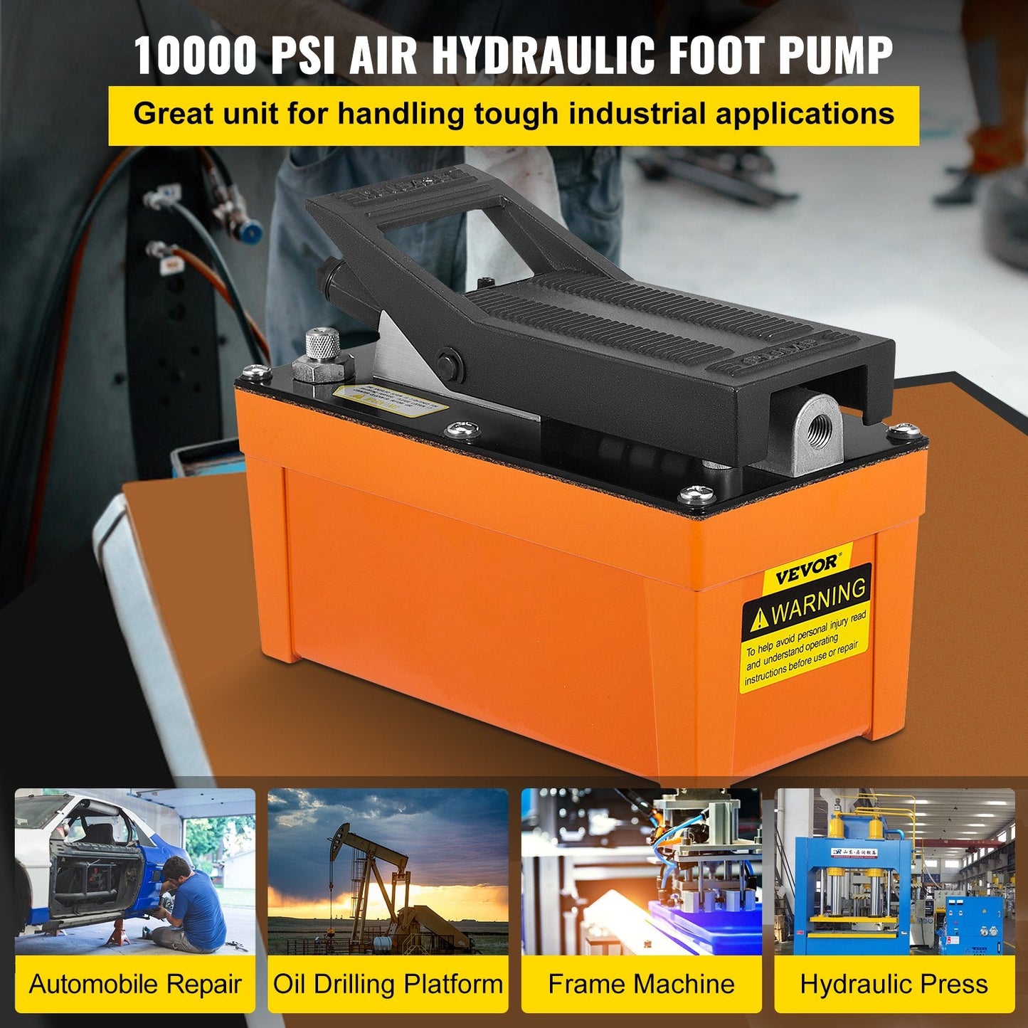 Air Hydraulic Foot Pump 700 Bar with 1.6L Reservoir and 2m Hose for Car Repair