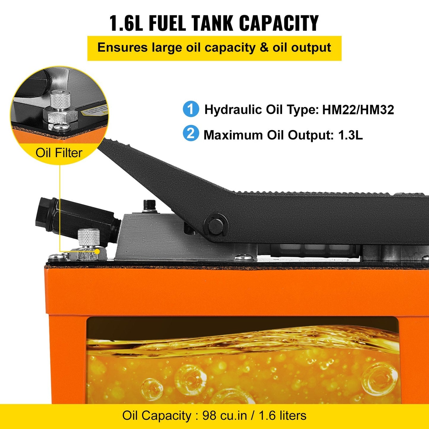 Air Hydraulic Foot Pump 700 Bar with 1.6L Reservoir and 2m Hose for Car Repair