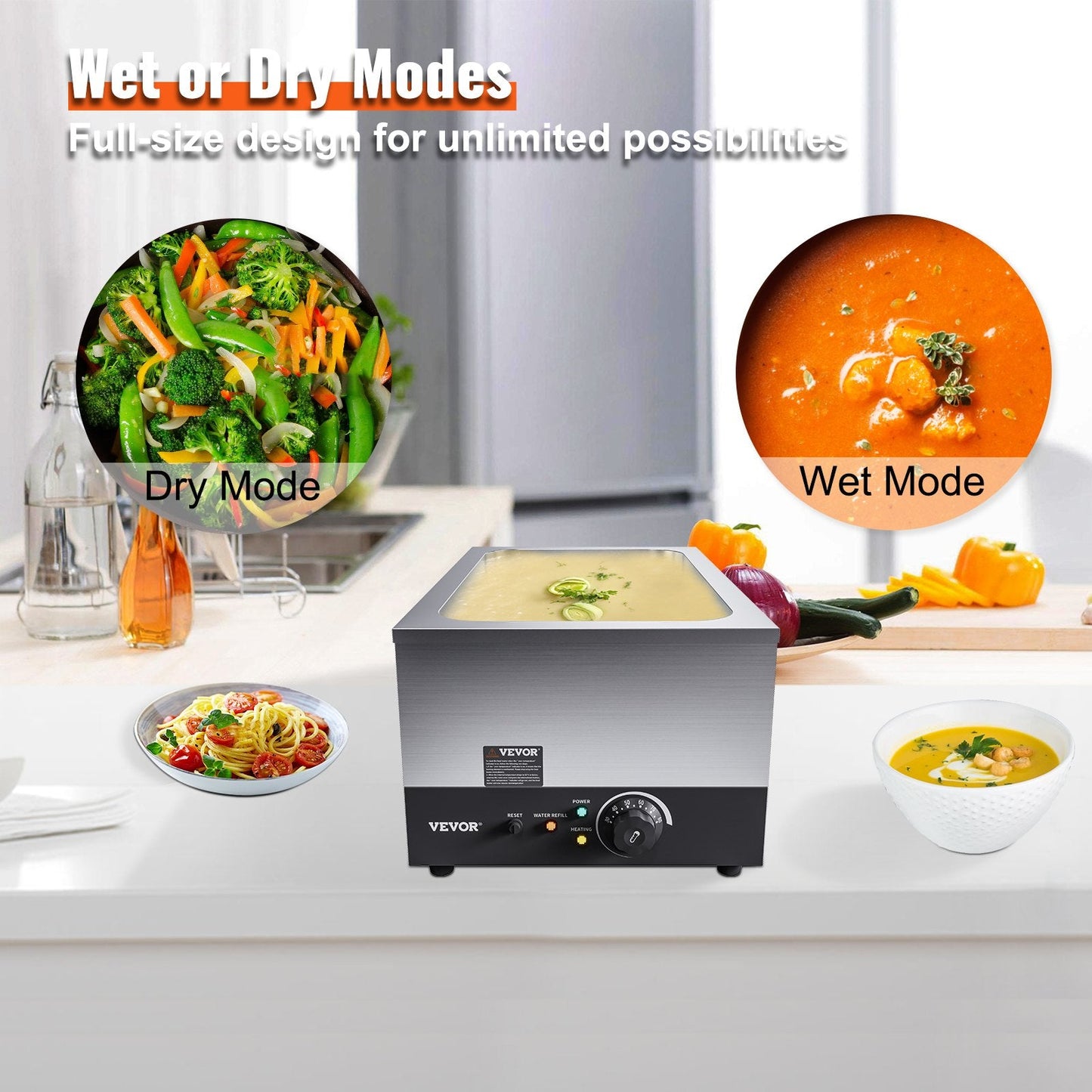 Commercial 24Qt Food Warmer, 1200W, 86-185°F for Buffets & BBQs